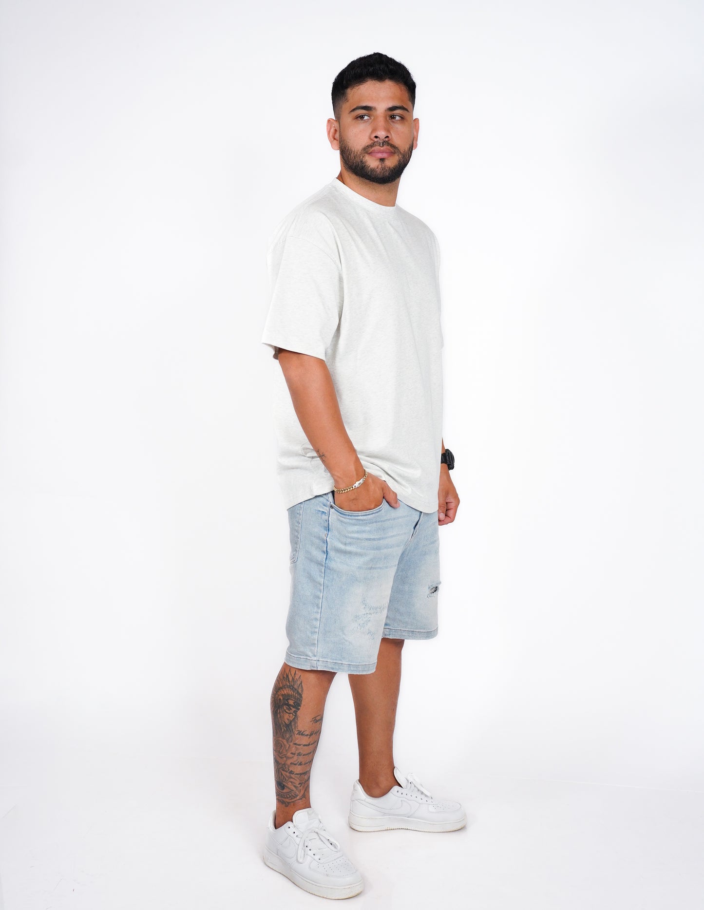 CAMISA OVERSIZE OSLO 275G - GRIS CLARO JASPEADO