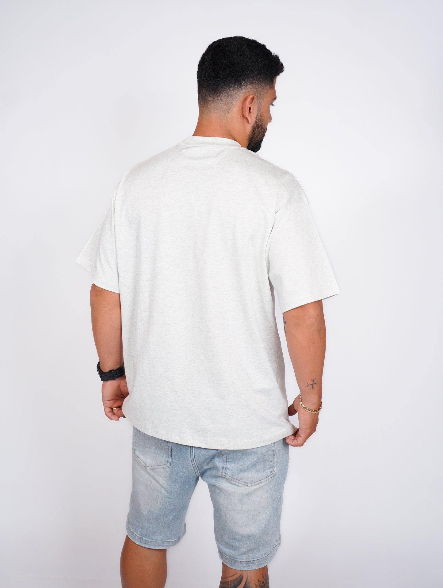 CAMISA OVERSIZE OSLO 275G - GRIS CLARO JASPEADO